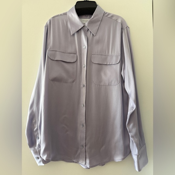 EQUIPMENT Signature Silk Satin Shirt In Languid Lavender Purple, Medium, NEW - Picture 2 of 7